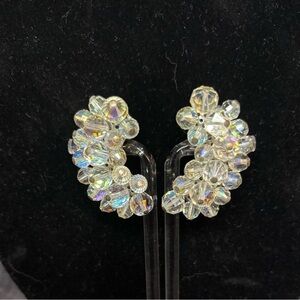 Vintage Crystal AB clip earrings